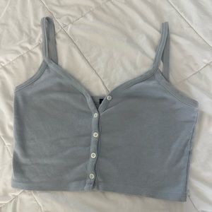 Brandy Melville Light Blue Zelly Button Tank Top